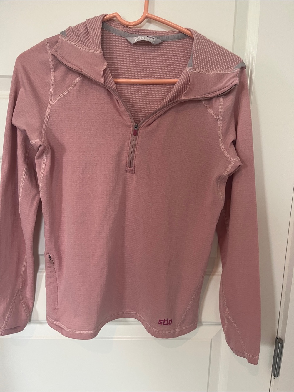 Stio Dusty Rose Half-Zip Hooded Performance Top